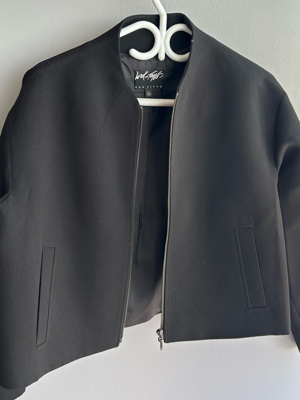 Lord & Taylor Black Cropped Jacket with Front Zip